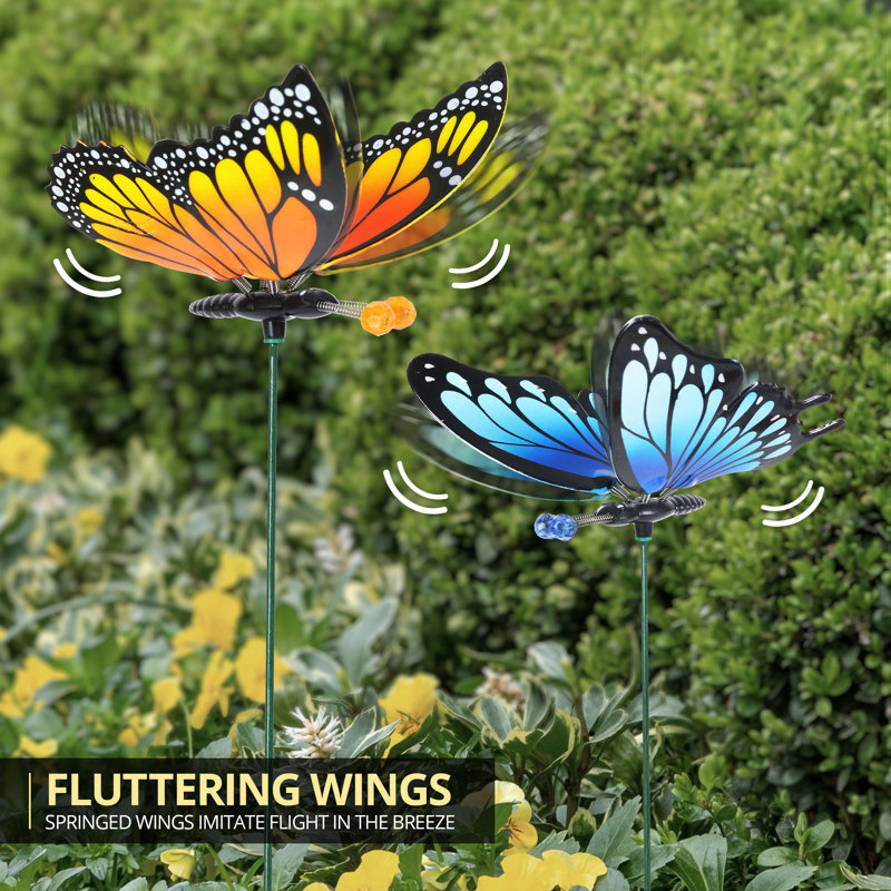 Exhart 6 Piece 4" Windy Wings Butterfly Plant Stake Assortment, 6 x 4.5